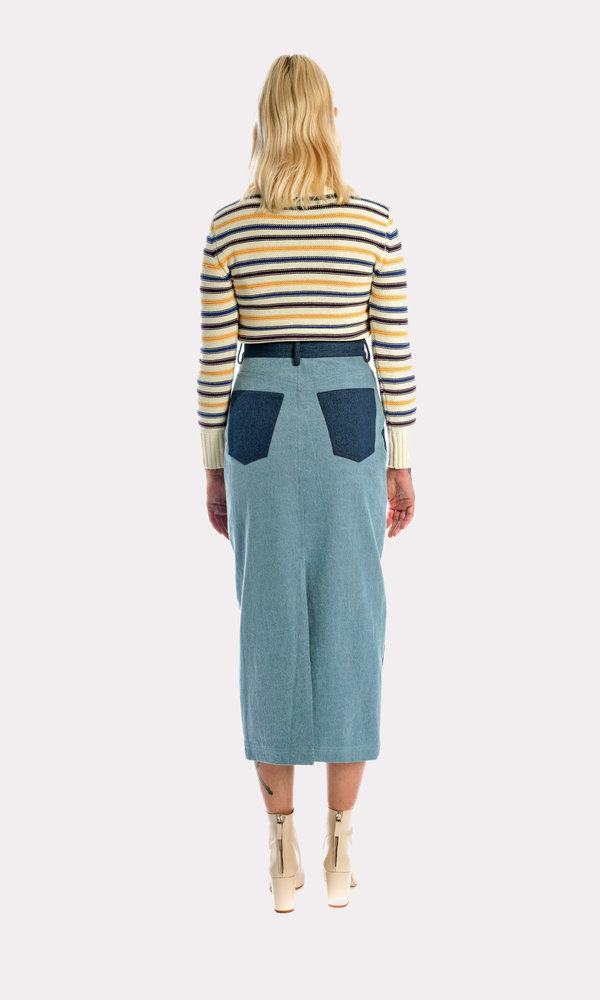Kurt Lyle Casey Denim Skirt in Competing Denim Kurt Lyle Casey Denim Skirt in Competing Denim