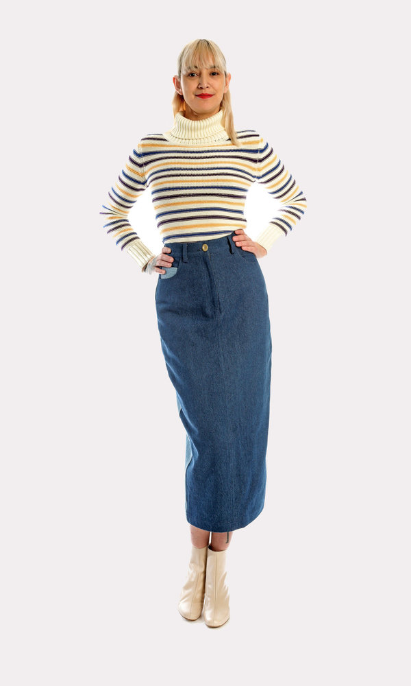 Kurt Lyle Casey Denim Skirt in Competing Denim Kurt Lyle Casey Denim Skirt in Competing Denim