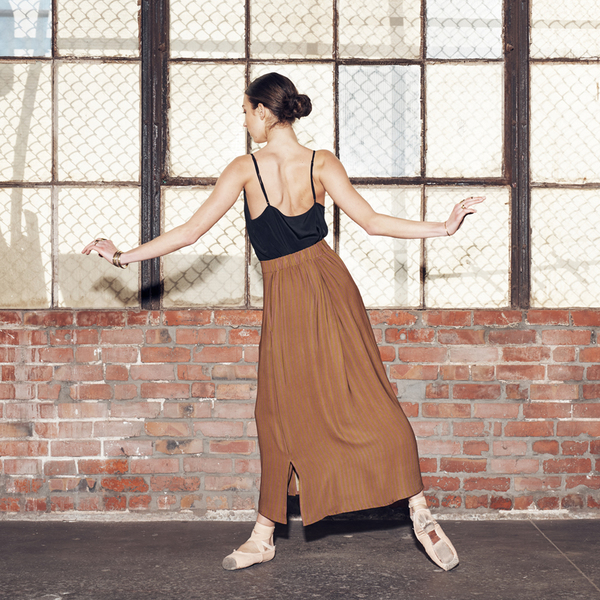 Ali Golden BUTTON-DOWN SKIRT - RUST STRIPE Ali Golden BUTTON-DOWN SKIRT - RUST STRIPE