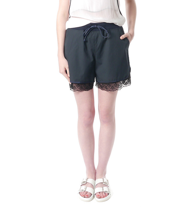 Sacai Luck Navy Jogging Shorts with Lace Under Layer Sacai Luck Navy Jogging Shorts with Lace Under Layer