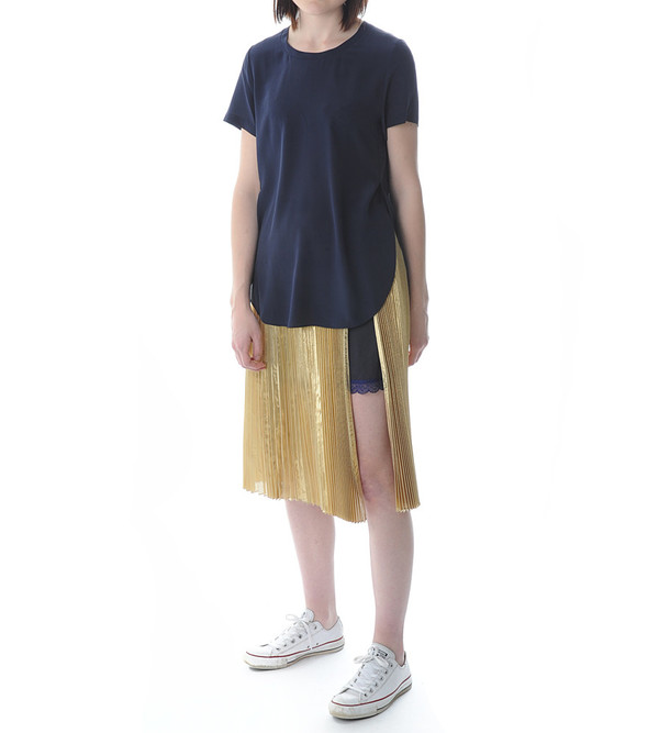 3.1 Phillip Lim Navy T-Shirt with Overlapped Side Seams 3.1 Phillip Lim Navy T-Shirt with Overlapped Side Seams
