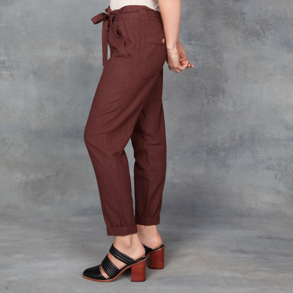 Ulla Johnson Burgundy Dune Pant in Raw Silk Ulla Johnson Burgundy Dune Pant in Raw Silk
