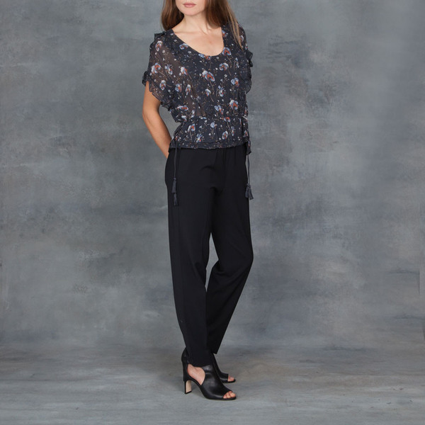 Ulla Johnson Lief Midnight Floral Print Ruffle Top Ulla Johnson Lief Midnight Floral Print Ruffle Top