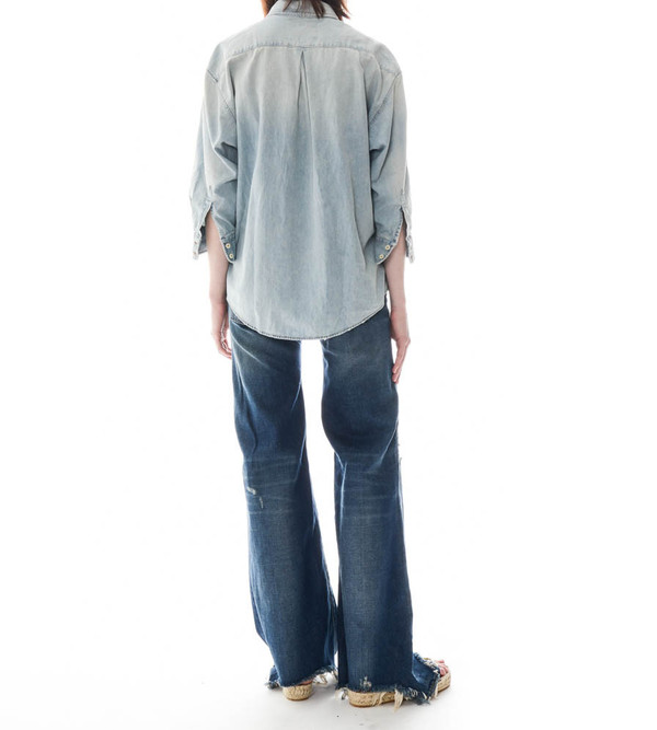 R13 Oversized Shirt with Cropped Sleeves R13 Oversized Shirt with Cropped Sleeves