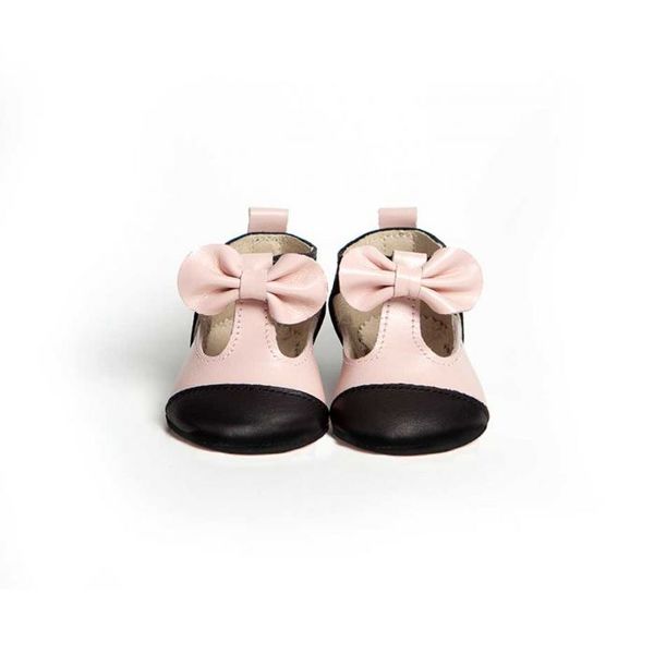 Little Lulu's Pink and Black Matilda T-Bars with Bows Little Lulu's Pink and Black Matilda T-Bars with Bows