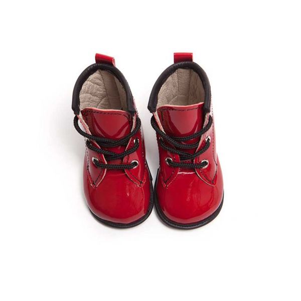 Little Lulu's Red Ruby Patent Tall Boots with Black Trim Little Lulu's Red Ruby Patent Tall Boots with Black Trim
