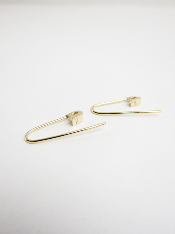 Lauren Klassen Tiny Safety Pin Hook Earrings, 14k gold Lauren Klassen Tiny Safety Pin Hook Earrings, 14k gold
