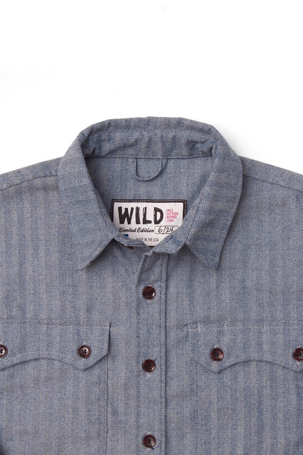 Men's Wild Outdoor Apparel WILD Lumberjack Flannel Herringbone Chambray Men's Wild Outdoor Apparel WILD Lumberjack Flannel Herringbone Chambray