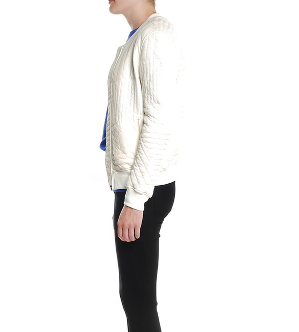Lot 78 Quilted Bomber Jacket in Winter White Lot 78 Quilted Bomber Jacket in Winter White