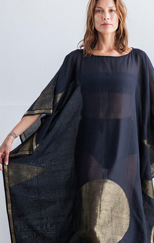 Two color block/stripe sari caftan Two color block/stripe sari caftan
