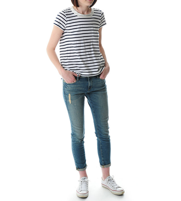 Sacai Luck Striped T-shirt with Satin Back Sacai Luck Striped T-shirt with Satin Back