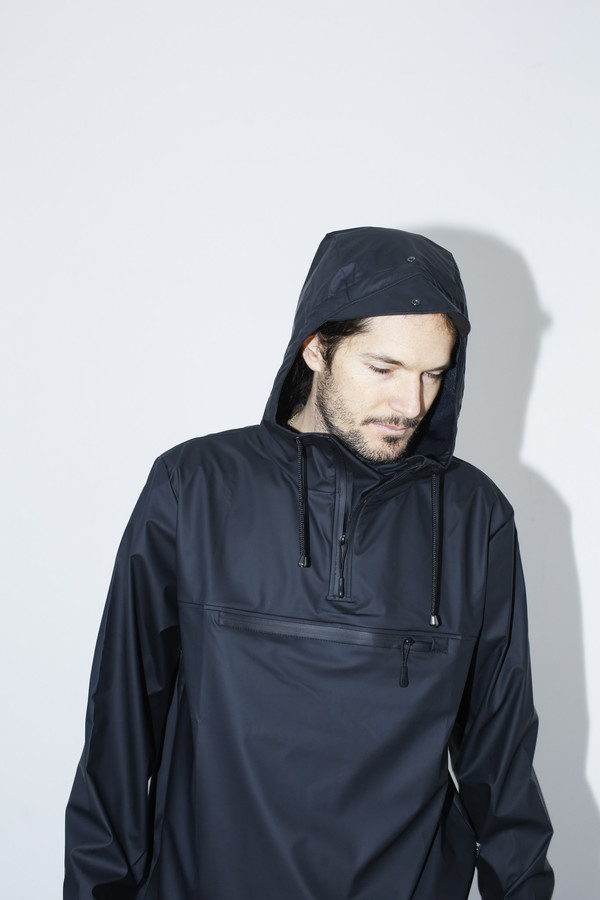 Men's Rains Black Hooded Anorak Men's Rains Black Hooded Anorak