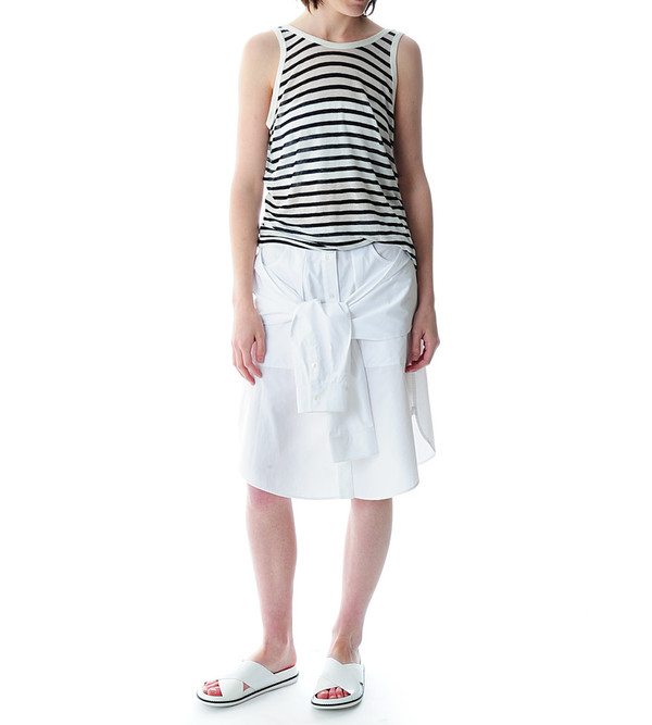 T By Alexander Wang White Cotton Poplin Sleeve Tied Skirt T By Alexander Wang White Cotton Poplin Sleeve Tied Skirt