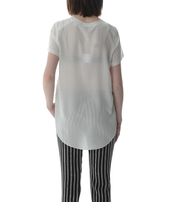 3.1 Phillip Lim White T-Shirt with Overlapped Side Seams 3.1 Phillip Lim White T-Shirt with Overlapped Side Seams
