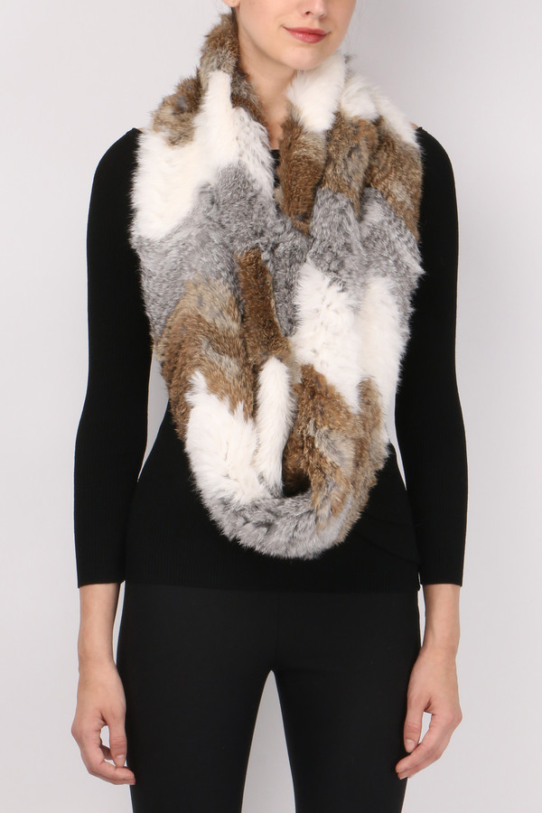 Jocelyn Fur Chevron Long Hair Rabbit Scarf Jocelyn Fur Chevron Long Hair Rabbit Scarf