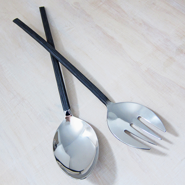 bark-handled salad servers bark-handled salad servers