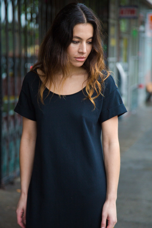 Ali Golden Roll Sleeve T-shirt Dress - Black Ali Golden Roll Sleeve T-shirt Dress - Black