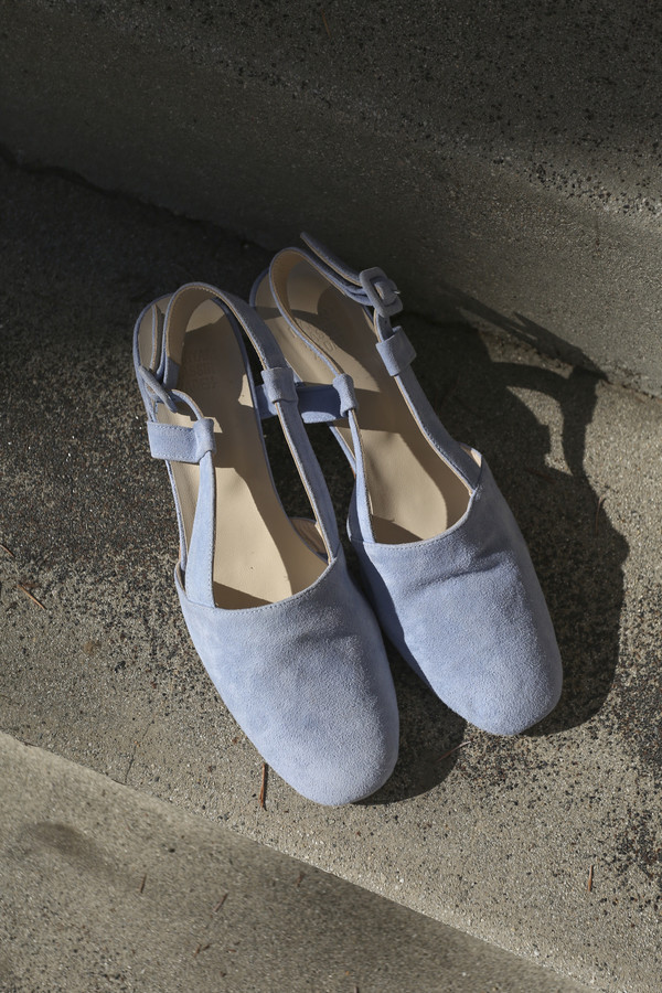 Maryam Nassir Zadeh Susan Slingback in Sky Blue Suede Maryam Nassir Zadeh Susan Slingback in Sky Blue Suede