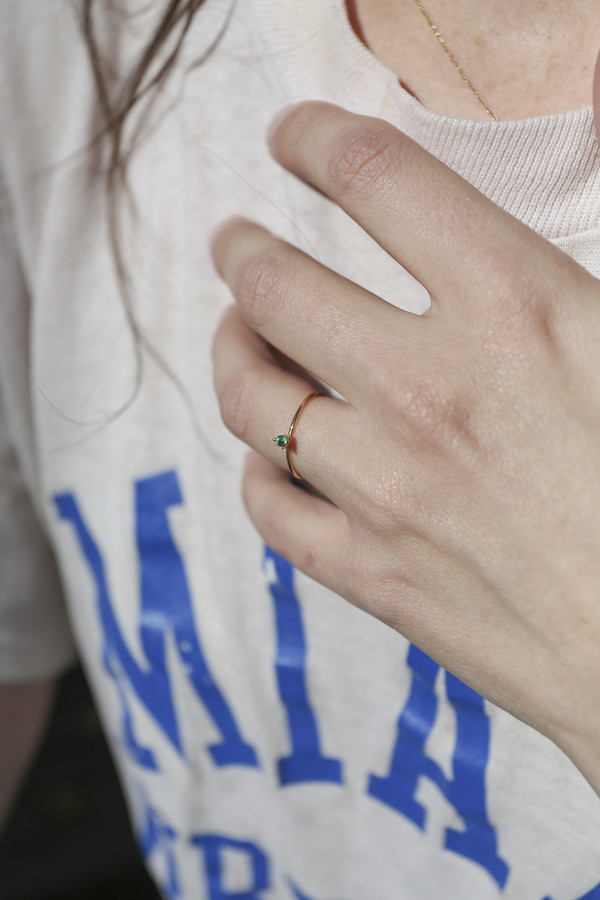 Blanca Monrós Gómez Tiny Emerald Solitaire Ring Blanca Monrós Gómez Tiny Emerald Solitaire Ring