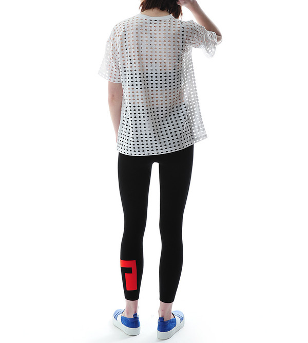 T By Alexander Wang Circular Hole Jacquard Jersey Boxy Short Sleeve Tee T By Alexander Wang Circular Hole Jacquard Jersey Boxy Short Sleeve Tee