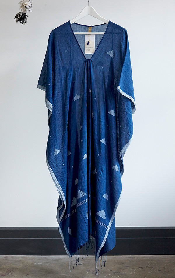Two New York Indigo caftan with tassel Two New York Indigo caftan with tassel