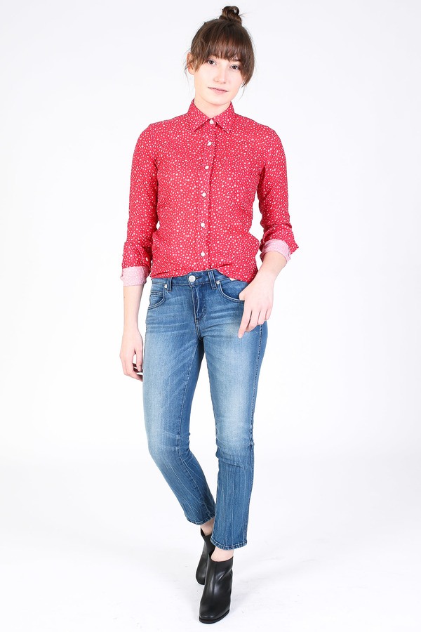 Vert & Vogue Button down shirt in red floral Vert & Vogue Button down shirt in red floral