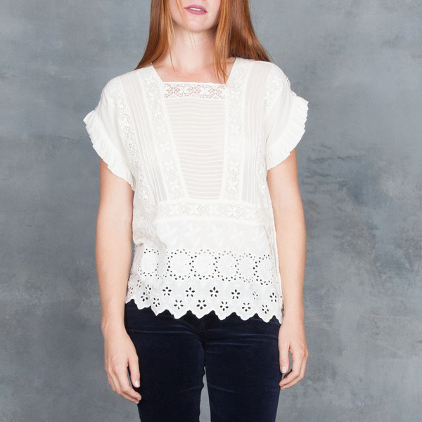 Ulla Johnson Adrienne Scalloped Eyelet Victorian Blouse Ulla Johnson Adrienne Scalloped Eyelet Victorian Blouse