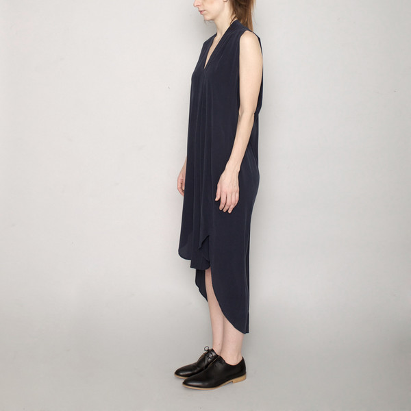 7115 by Szeki Signature Origami Silk Dress-Navy 7115 by Szeki Signature Origami Silk Dress-Navy