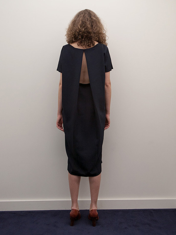 KAAREM Triangle Midi Dolman Open Back Dress, Blue/Black KAAREM Triangle Midi Dolman Open Back Dress, Blue/Black