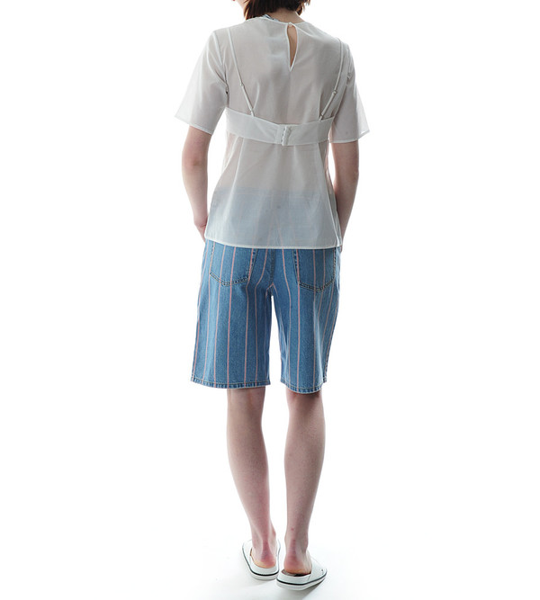 T By Alexander Wang Selvage Stripe Denim Baggy Long Shorts T By Alexander Wang Selvage Stripe Denim Baggy Long Shorts