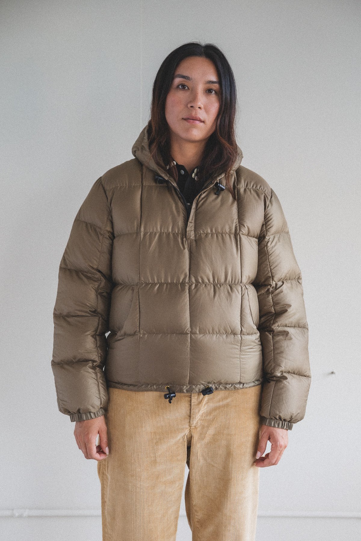 hooded down pullover