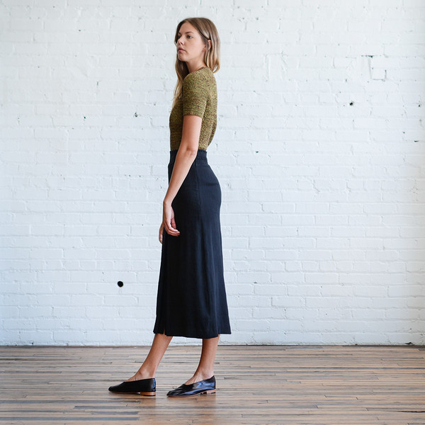 Apiece Apart Mora Short Sleeve Rib Moss Apiece Apart Mora Short Sleeve Rib Moss
