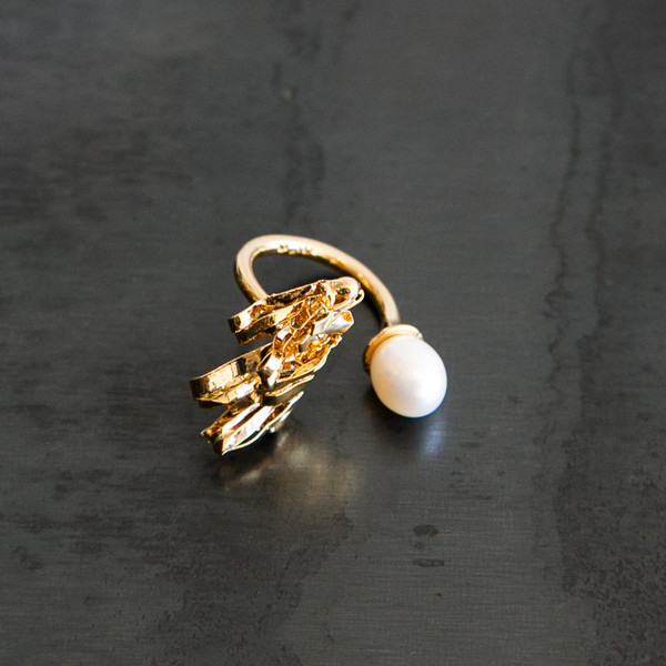 Mirit Weinstock Party Ornament and Pearl Ring Mirit Weinstock Party Ornament and Pearl Ring