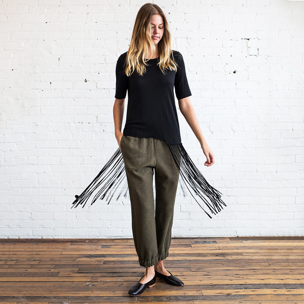 Raquel Allegra Fringe Tee Black Raquel Allegra Fringe Tee Black