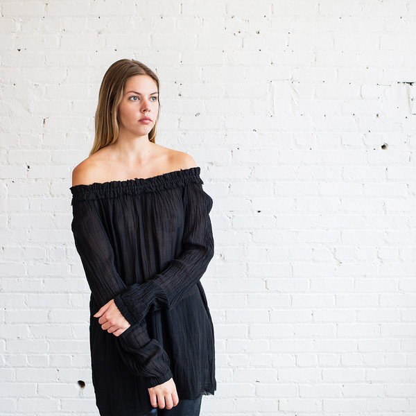 Raquel Allegra Shirred Collar Blouse Raquel Allegra Shirred Collar Blouse