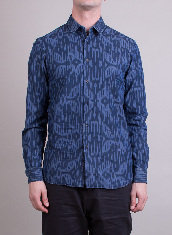 Men's Hentsch Man Friday Shirt Moire Chambray Men's Hentsch Man Friday Shirt Moire Chambray