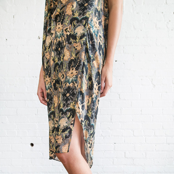 Gary Graham Shoulder Drape Dress Embroidery Gary Graham Shoulder Drape Dress Embroidery