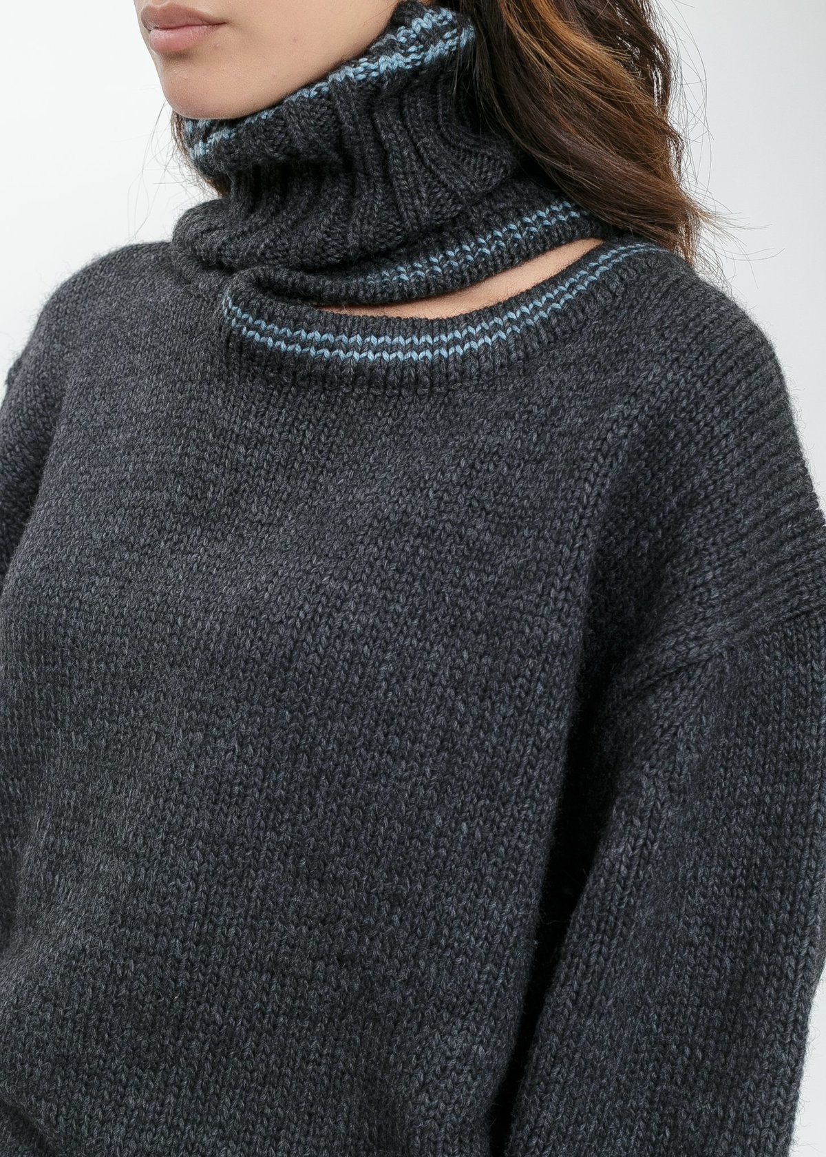 Double Neck Oversized Knit Sweater 