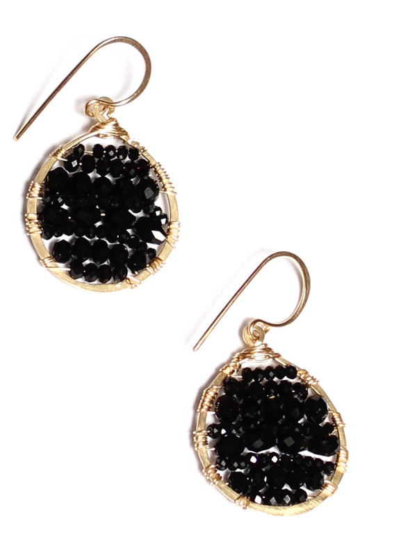 James and Jezebelle Black Onyx and Spinel Circle Earrings James and Jezebelle Black Onyx and Spinel Circle Earrings