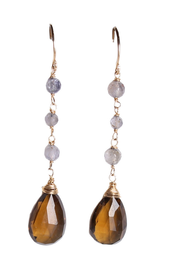 James and Jezebelle Honey Topaz and Iolite Drop Earrings James and Jezebelle Honey Topaz and Iolite Drop Earrings