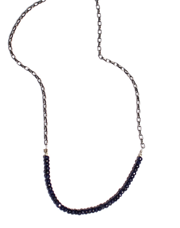 Sarah Dunn Oxidize Silver Sapphire Stone Necklace Sarah Dunn Oxidize Silver Sapphire Stone Necklace