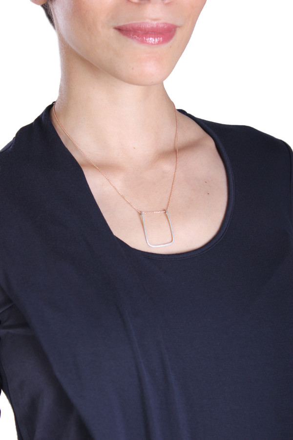 Silver U Bar on Rose Gold Chain Silver U Bar on Rose Gold Chain