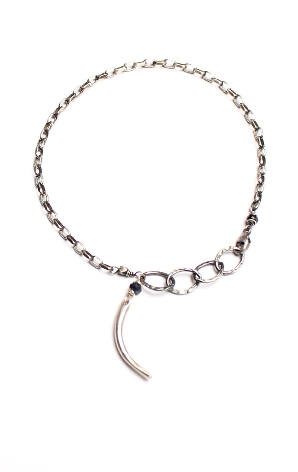 Sarah Dunn Tusk & Sapphire Silver Chain Bracelet Sarah Dunn Tusk & Sapphire Silver Chain Bracelet