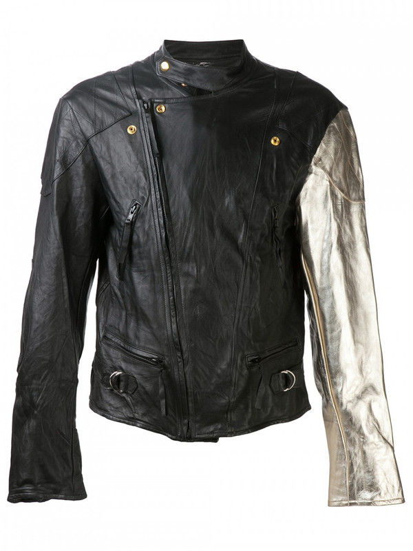 MEN'S HORACE LEATHER BIKER JACKET WITH 1 GOLD SLEEVE MEN'S HORACE LEATHER BIKER JACKET WITH 1 GOLD SLEEVE