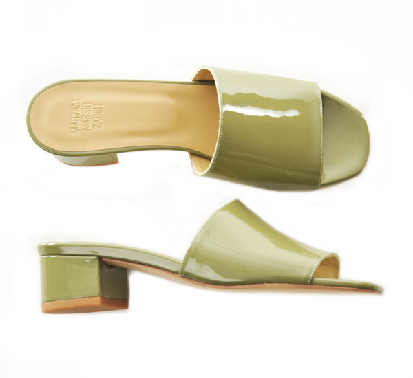 Maryam Nassir Zadeh Sophie Slide Mules Olive Patent Maryam Nassir Zadeh Sophie Slide Mules Olive Patent