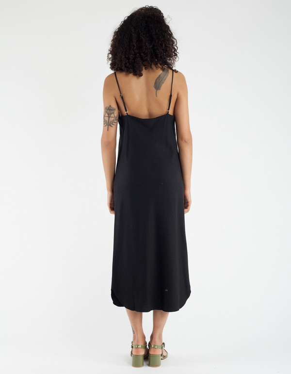 Ozma Slip Dress Black Silk Noil Ozma Slip Dress Black Silk Noil