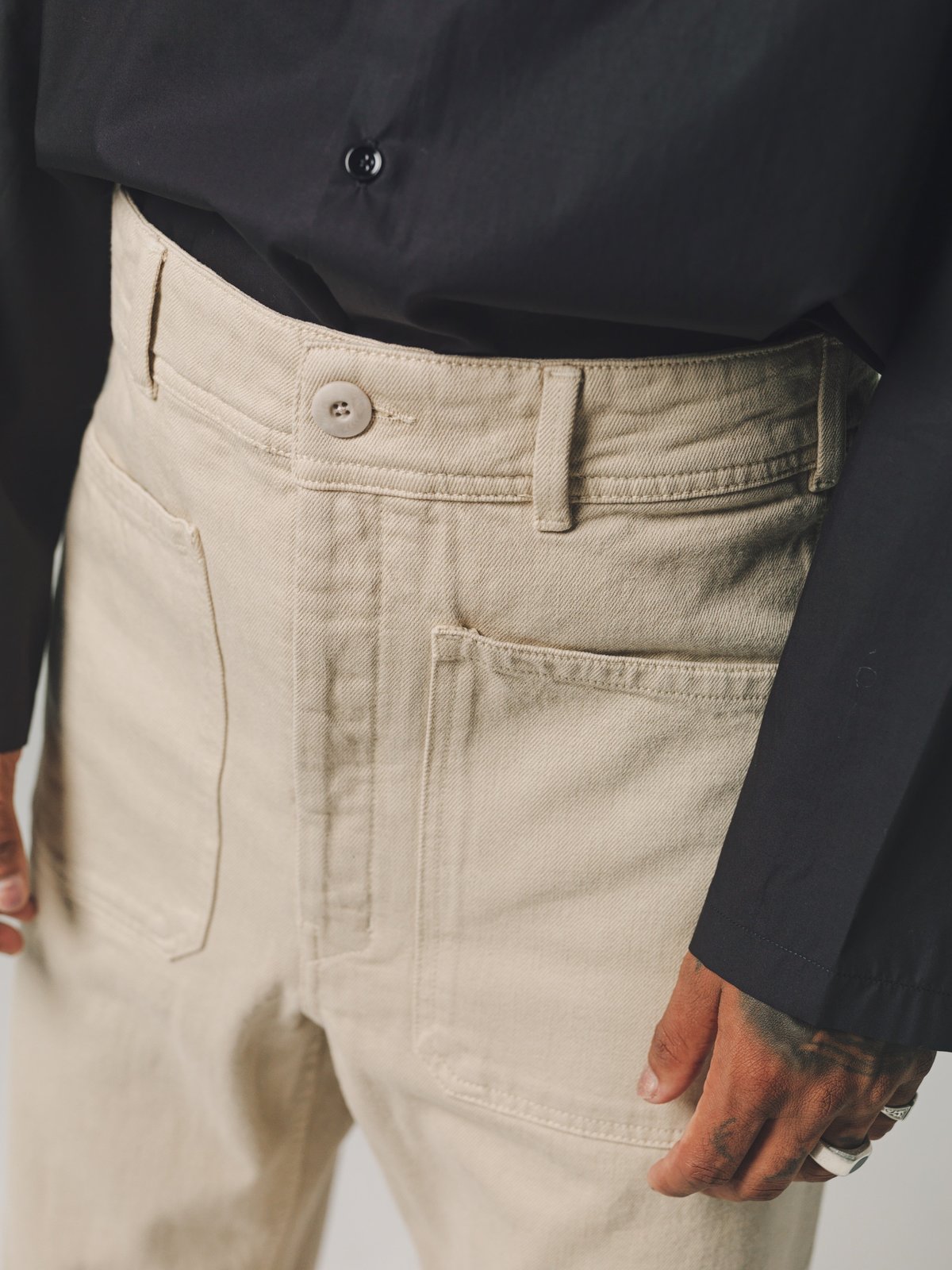 Lemaire Garment Dyed Denim Sailor Pants - Saltpeter Lemaire Garment Dyed Denim Sailor Pants - Saltpeter