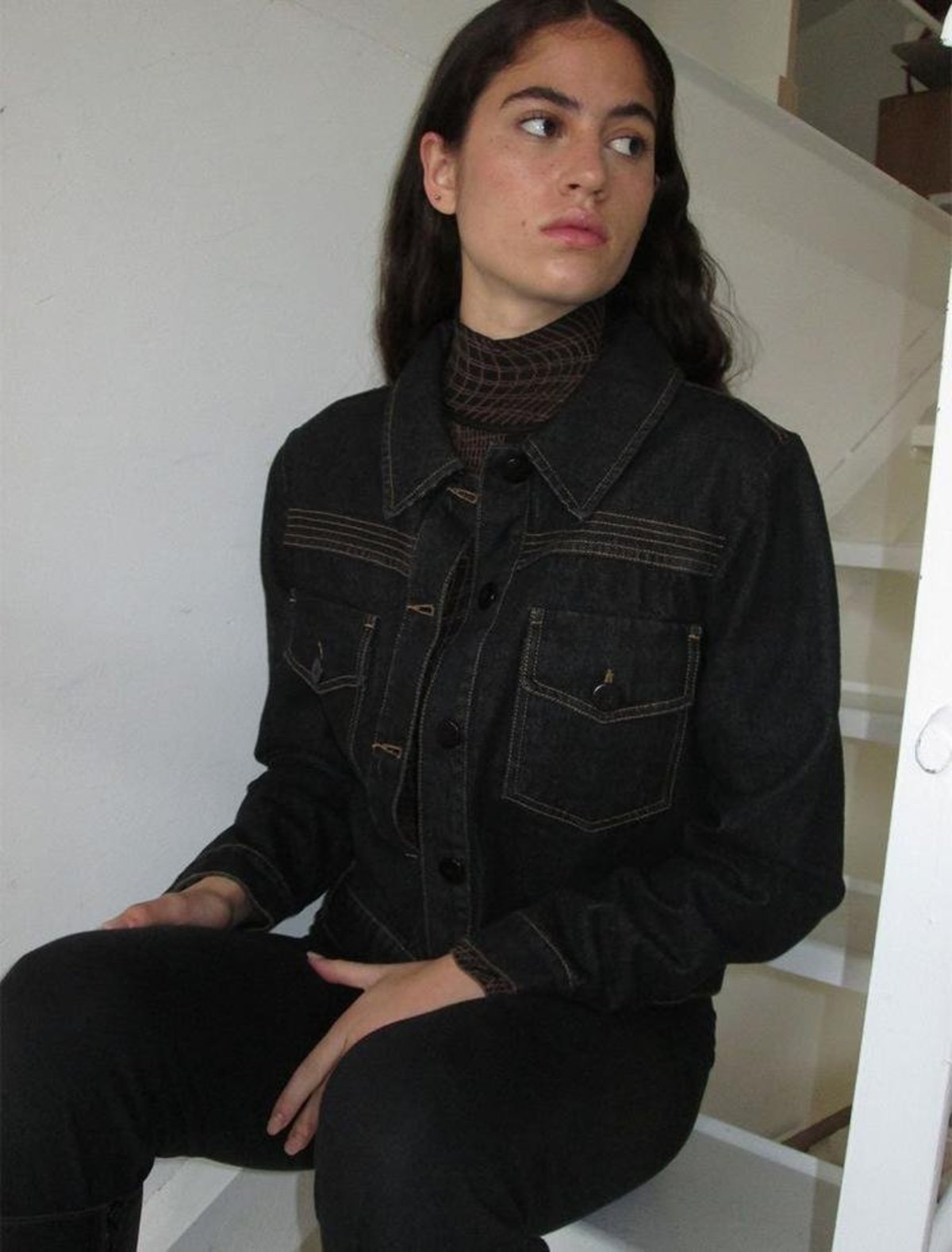 black wool jean jacket