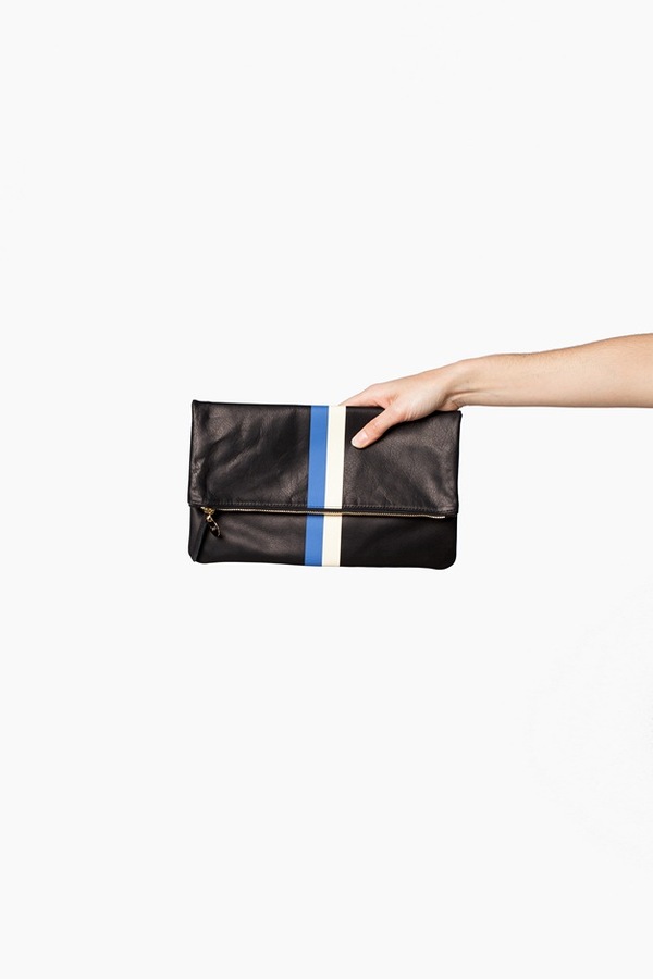 Clare V. Foldover Clutch | black stripe Clare V. Foldover Clutch | black stripe