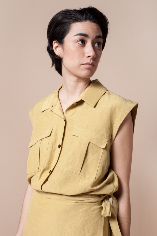 Creatures of Comfort Natasha Dress - silk linen maize Creatures of Comfort Natasha Dress - silk linen maize